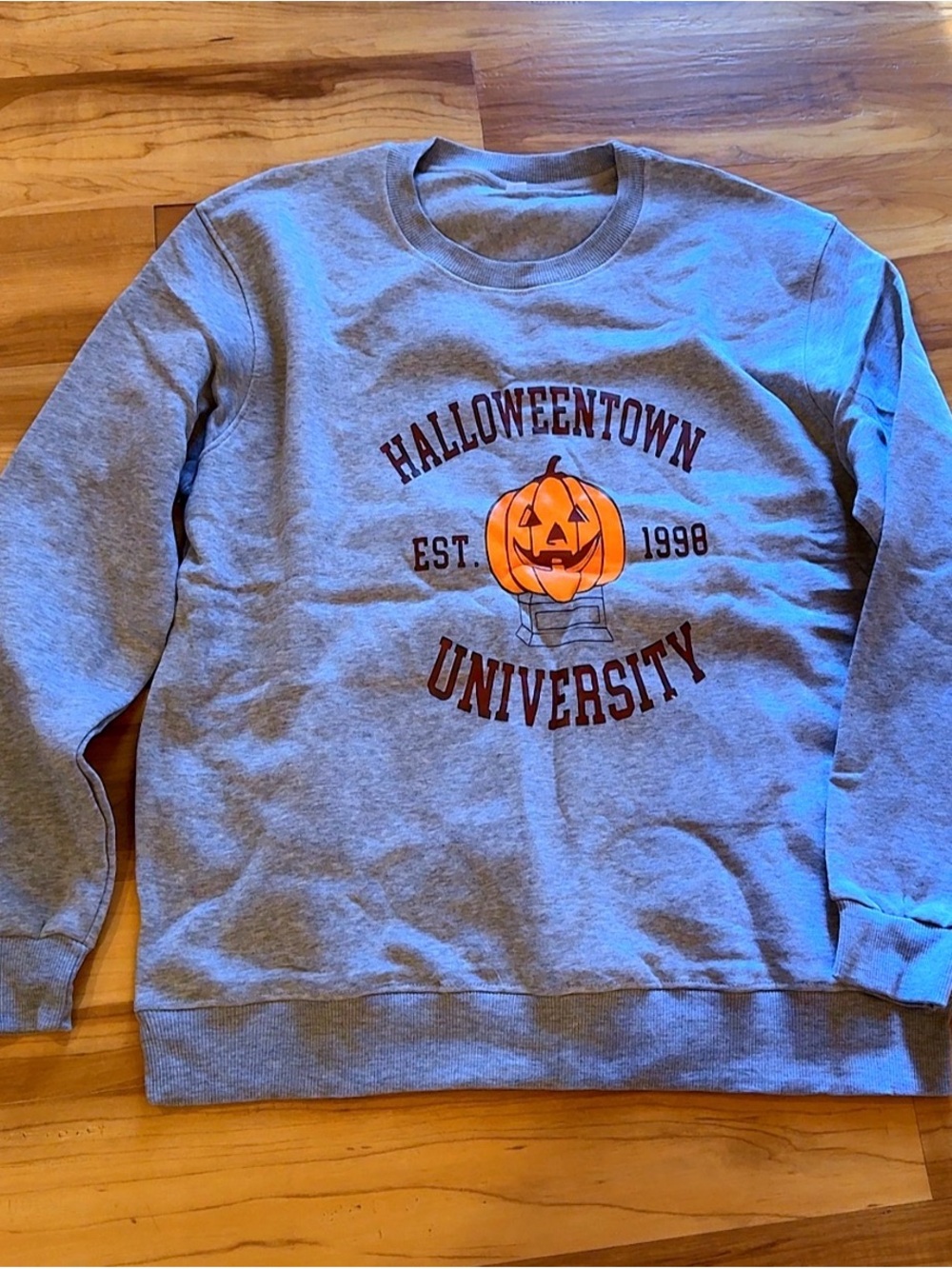 HalloweenTown University Gray Crewneck Sweatshirt with Pumpkin Graphic